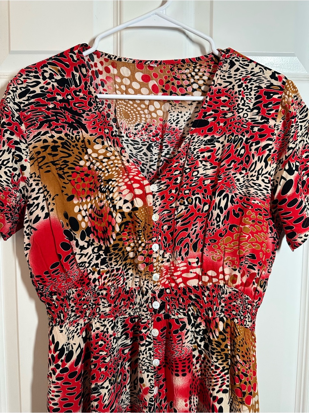 EUC Vibrant Red Multi-Animal Print Women's Maxi Dress Sz XL - Picture 4 of 15